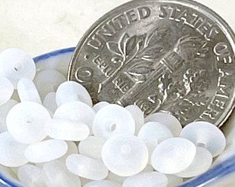 Coin Beads, 4 mm, White Opal W/Matte Finish, Disc Beads, Heishi Beads, 4 mm.,, Spacer Beads, Accent Beads, Czech Beads, 50 Pieces