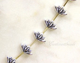 Small Lotus Beads, 12mm, TierraCast, Make A Statement Collection, 12 mm Flower Beads, Silver Plated Lead Free Pewter