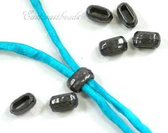 TierraCast Barrel Crimp Beads, TierraCast,10x5mm, Hammertone Large Barrel Crimp Beads, Antiqued Black Pewter, 4 Pieces