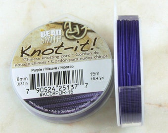 Knot-it Chinese Knotting Cord By BeadSmith,- .8mm(.031in),- 16.4 Yard Spool, Purple