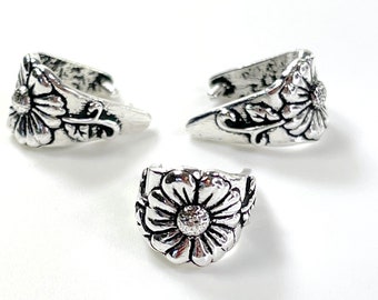 TierraCast Large Blossom Pinch Bail, Jewelry Findings, Antiqued Fine Silver Plate Finish, 2 Pieces