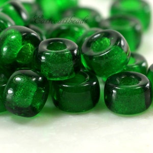 Pony Beads , 9mm w/3.5mm Hole, Transparent Emerald Green, Rondelle Beads, Roller Beads, Czech Beads, Large Hole Beads, Accent Beads, 183