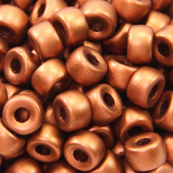 Pony Beads , 9mm w/3.5mm Hole, Matte Copper, Rondelle Beads, Roller Beads, Czech Glass Beads, Large Hole Beads, Accent Beads, 157