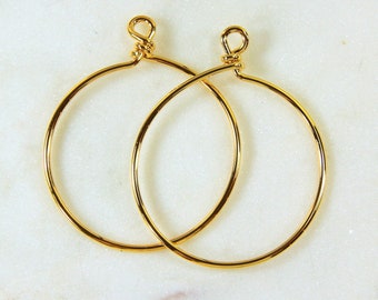 TierraCast Wire Hoops, Large Size, 42mm ID, 15 Gauge, From TierraCasts Wolds Away Mini Collection, Gold Plated Brass, 2 Pieces