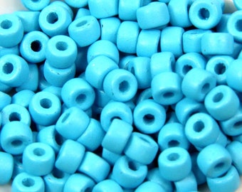 Pony Beads, 6mm w/2mm Hole, Light Blue w/ Matte Finish, Czech Glass Beads, Large Hole Beads, Accent Beads, 50 Pieces, 132