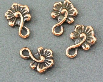 TierraCast Small Blossom Flower Charms, 12.1x8.3mm., Copper Plate w/ Antique Finish, Cadmium And Lead Free Pewter, 4 Pieces