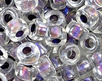 Miyuki Violet Color Lined Crystal Pony Beads, 9mm, w/3.5mm Hole, Roller Beads, Large Hole Beads, Accent Beads, 59