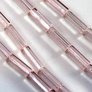 Tube Beads, 10x4mm, Rosaline Pink, Length Drilled, Hexagon, Accent Beads, Spacer Beads,  25 Pieces