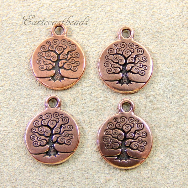 Tree of Life Charms, TierraCast Charms, Copper Tree Charm, Jewelry Findings, Double Sided Charm, Antiqued Copper, 4 or More, 0318