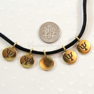 Dijes de letras griegas TierraCast, dije PSI, gotas PSI, accesorios de joyería, peltre antiguo sin plomo bañado en oro