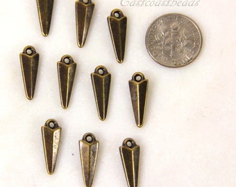 Large Dagger Charms, 3/4 Inch Dagger Charms, Double Sided Charms, TierraCast Charms, Jewelry Findings, Brass Plated Pewter