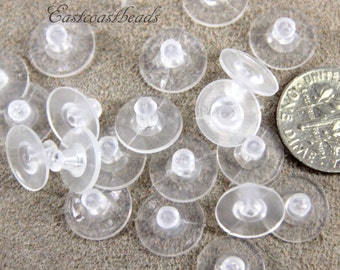 Comfort Clutch Ear Wire Stoppers, Ear Nuts, For Post Style Earrings, Clear& Soft Rubber, Earring Findings,  By TierraCast