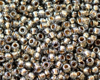 Seed Beads, 8/0 Size, Black Diamond w/ Gold Lining, TOHO Beads, Kumihimo Beads, Accent Beads, Spacer Beads, 10 Grams