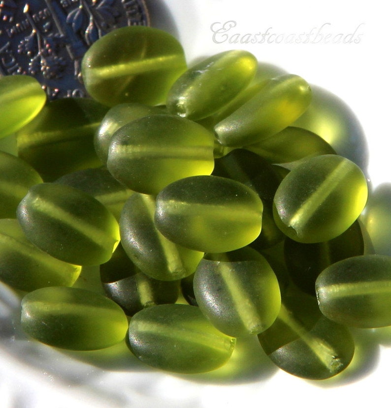 Olivine With Frosted Matte AB Finish 50 Pieces 6mm Bicone Glass Beads