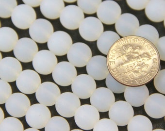 8mm. Round Beads, Moonstone Opal With Frosted Matte Sea Glass Finish, Beach Glass Sea Glass Beads, 26 Pieces