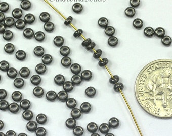 TierraCast Heishi Disk Beads, 3mm Round Heishi Beads, 3 mm Spacer Beads,  Antiqued Black Pewter, 40 Pieces