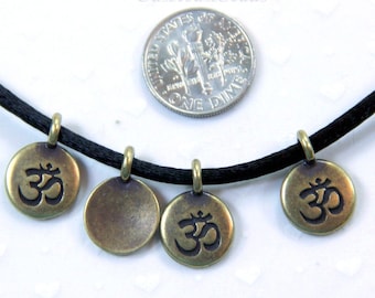 TierraCast OM Charms, Om Drops, Brass Om Charms, Antique Brass Plated Lead Free Pewter