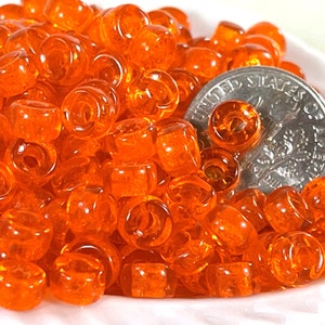 Pony Beads, 6mm w/ 3.5mm Hole, Transparent Hyacinth Orange, Rondelle Beads, Roller Beads, Czech Glass Beads, Accent Beads, 51