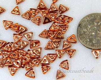 Crystal Capri Gold Tirangle Beads, 4.6mm. Accent Beads, Triangles Glass Beads, Czech Beads, 9 Gm. Tube. 0198