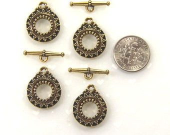 TierraCast Bali Toggle Clasp Sets, Antiqued Gold