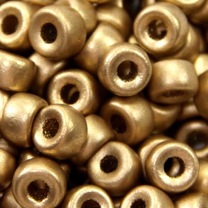 Pony Beads , 9mm w/3.5mm Hole, Matte Gold, Rondelle Beads, Roller Beads, Czech Glass Beads, Large Hole Beads, Accent Beads, 160
