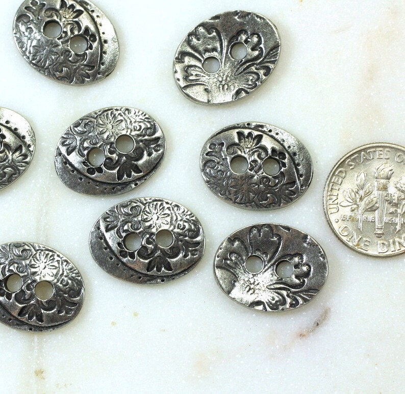 Stamped Buttons TierraCast Oval Jardin Buttons Metal Shank Antiqued ...