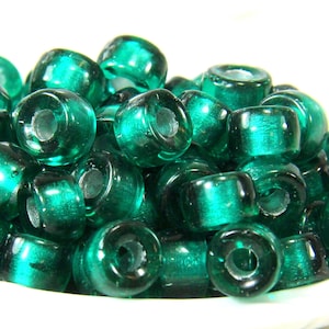 Pony Beads, 9mm w/3.5 Hole, Teal w/Silver Lining, Roller Beads, Czech Glass Beads, Large Hole Beads, Accent Beads, 044