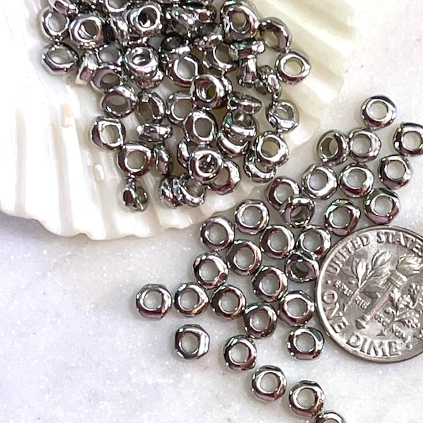 Large Hole Nuggets,TierraCast, Heishi Spacer Beads, 5 mm, Accent Beads, 5mm Coin Beads, Tarnish Reststant White Bronze Plated