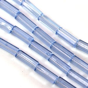 Tube Beads, 10x4mm, Light Sapphire Blue, Length Drilled, Accent Beads, Hexagon, Spacer Beads, 25 Pieces