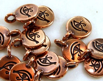 TierraCast Charms, The Eye Of Horus Symbol, Horus Disk Charms, Good Health Charms, Jewelry Findings, Antiqued Copper