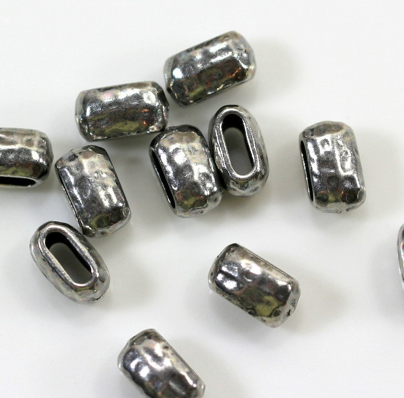 Tierracast Crimp Beads Hammertone Large Barrel Beads Leather Etsy