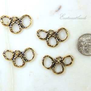 TierraCast Connector Links, Intermix 3 Ring Link, Double Sided, Antiqued gold Plated Lead Free Pewter, 4 Pieces