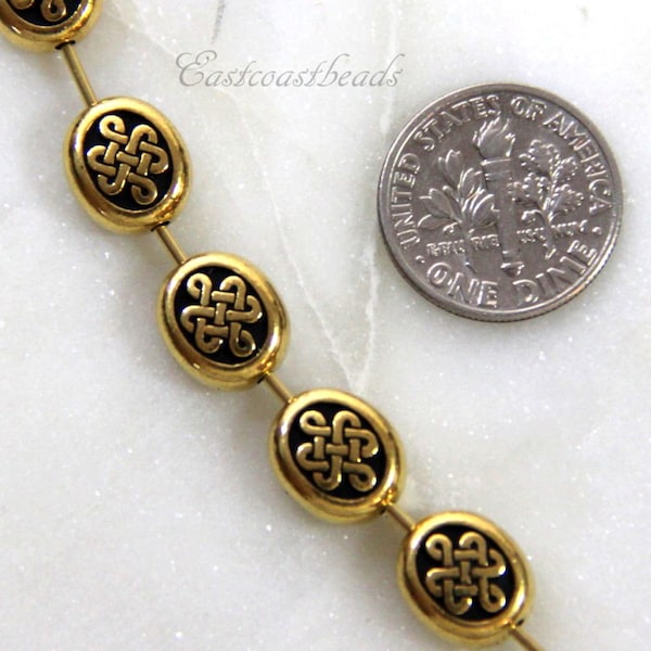 TierraCast Beads, Large Oval Celtic Endless Beads, Jewelry Findings, Gold Plated and Antiqued Lead Free Pewter