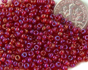 Seed Beads, 8/0 Size,  Ruby Red, Kumihimo Beads, Accent Beads, Spacer Beads, Czech Beadsa 10 Grams