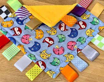 Cat Themed Baby/Toddler Taggy Blanket/Comforter/Gift - can be personalised