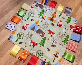 Woodland Themed Baby/Toddler Taggy Blanket/Comforter/Gift - can be personalised