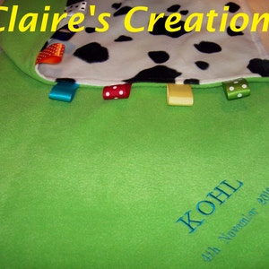Personalised  Standard Cot/Large Pram Taggy Blanket/Comforter/Gift in Lime