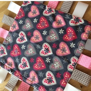 PINK PATCHWORK BABY/TODDLER TAGGY BLANKET/COMFORTER/GIFT *****MANY OPTIONS***** 