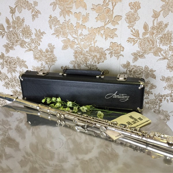 Armstrong Vintage Flute with Original Sturdy Black Case and Blue Velvet Interior Antique Musical Instrument Vintage Home