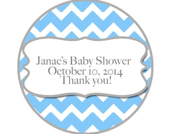 2 or 2.5 round Personalized Chevron Baby Shower Labels Choose any color Mason Jar Stickers 1.5 Shower Favor Labels