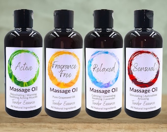 Massage Oil Blends- 50ml, 100ml, 250ml - Natural Aromatherapy Massage made with pure essential oils CHOOSE SCENT