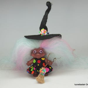 Vintage Soft Body Wishnik Troll Doll "Ellenore The Witch" ~OOAK