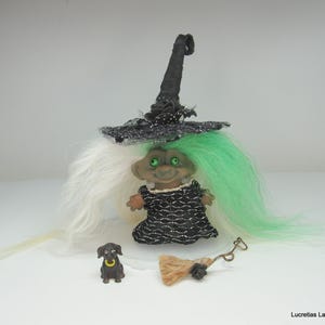 Vintage 1960&#39;s Dam 2-3/4&quot; Troll Doll &quot;Jade The Green Witch&quot; ~OOAK