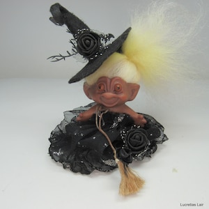 Vintage 1960&#39;s Dam Style Unmarked Troll Doll &quot;Primula The  Witch&quot; ~OOAK