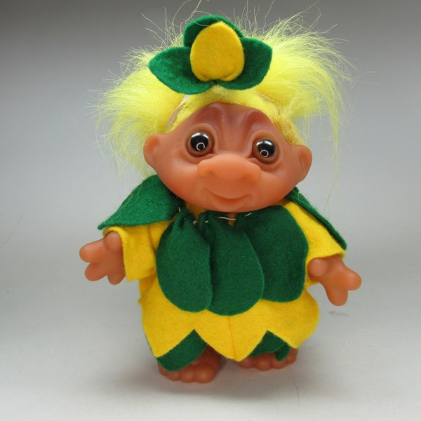 Vintage Dam Lingenberry Style Troll Doll ~"Yellow Flower"