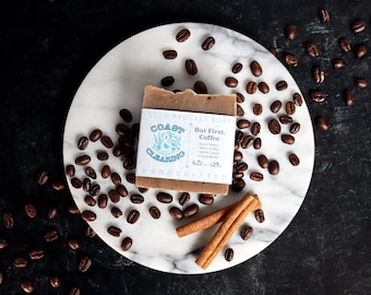 Mix | But First, Coffee Cold Process Soap, PNW-Roasted Beans, Exfoliating Coffee Grounds, Creamy Luxurious Lather
