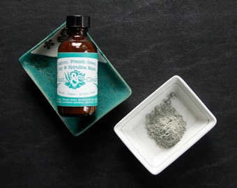 Pure / Lagoon - Miscela di maschere di argilla verde francese e spirulina, 2 oz; Ottimo per la pelle grassa e invecchiata - Alto potere antiossidante