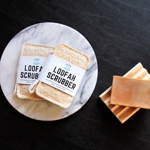 Zero Waste Loofah Scrubbers for Body, Kitchen & Bath, Natural Luffa Sponge, Dish Scouring Pad, Compostable Biodegradable for Men and Women
