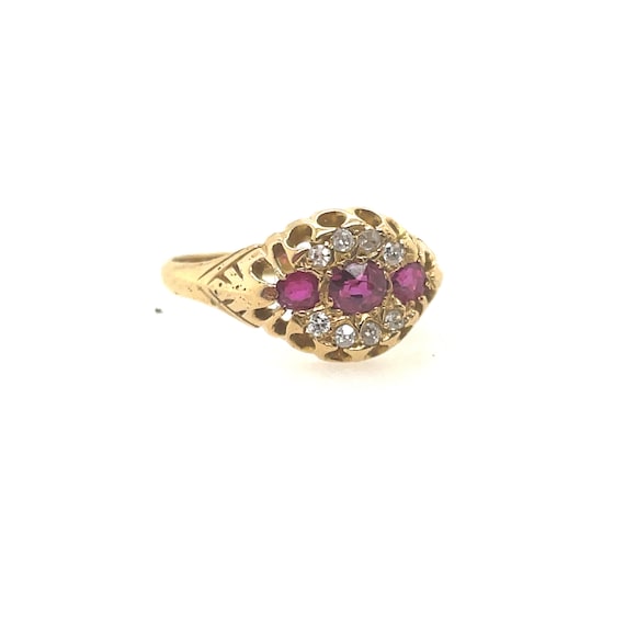 18k Victorian Natural Ruby and Diamond Antique Rin