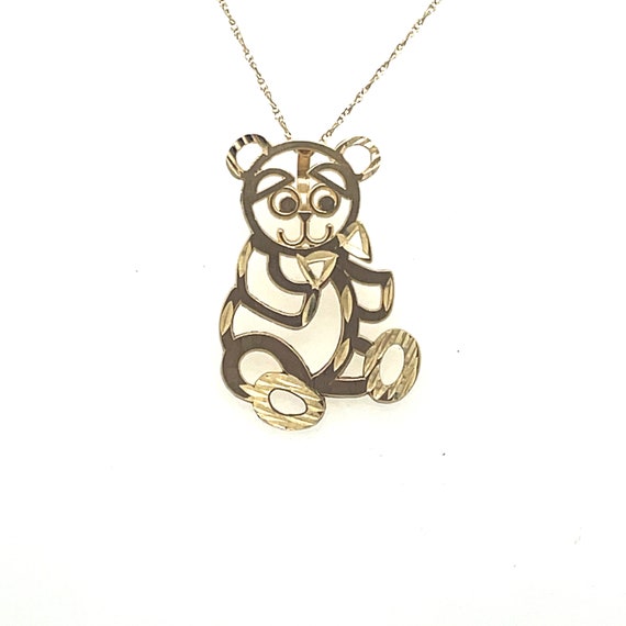 Bear with Bow Tie Pendant Necklace 14k - image 6